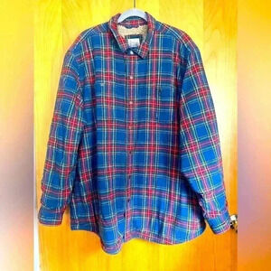 LLBEAN Men's Sherpa-Lined Scotch Plaid Shirt, Slightly Fitted- Size XXL